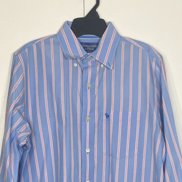 Abercrombie & Fitch Blue Muscle Dress Shirt Large - Picture 2 of 10